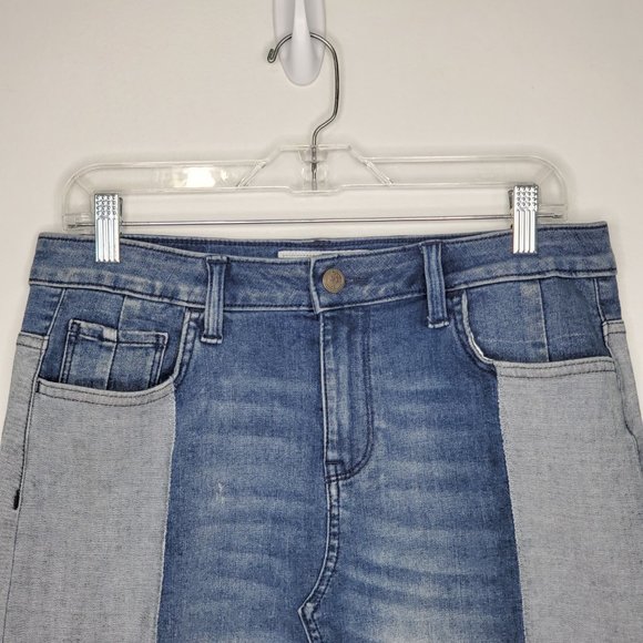 Libby Edelman Light Medium Wash Color Block Stretchy Denim Jean Skirt Size XS - Picture 2 of 13